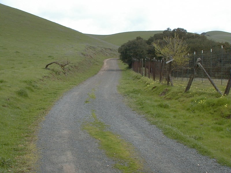 Along the base of the hills