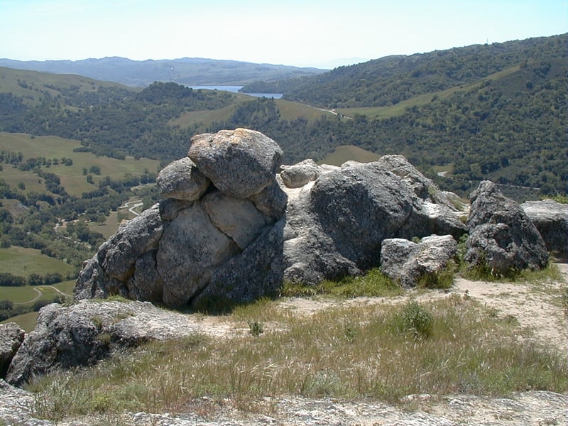 Top of Flag Hill and view to Calaveras Reservoir